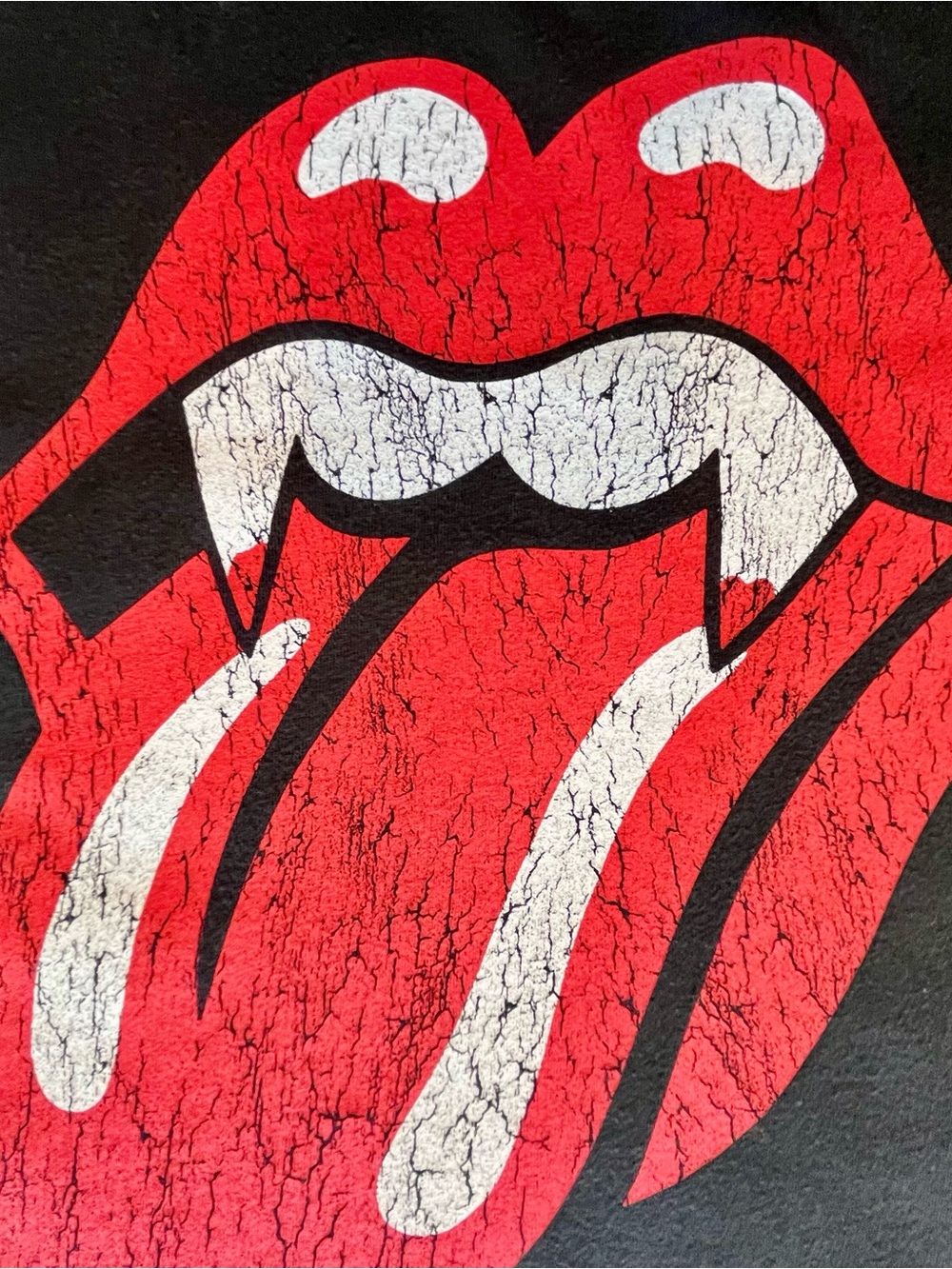 Rolling Stones Vampire Fangs Tongue Logo Black Tee L - Picture 2 of 6